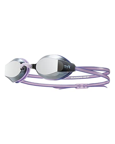 TYR Blackops 140 EV Racing Mirrored Swim Goggles Junior Fit, Silver/Purple, One Size