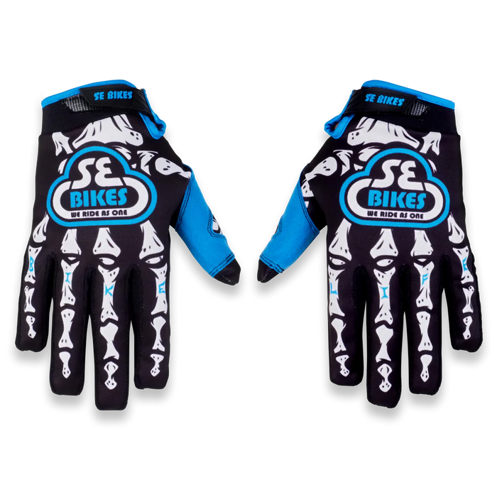 SE Skeleton Bike Life Gloves - Black/Blue